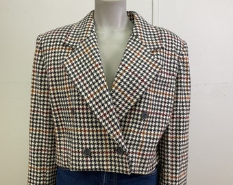 Ports Houndstooth Crop Length Blazer / Size 14 Women’s Vintage Blazer / Boxy Blazer / Fall Blazer / Winter Blazer