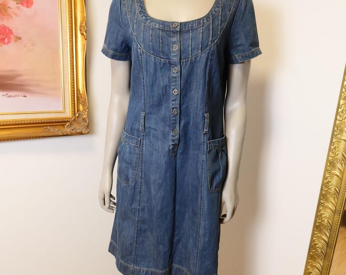 Women's vintage DKNY Jeans denim jean dress Y2K casual clothing midi dress size Medium