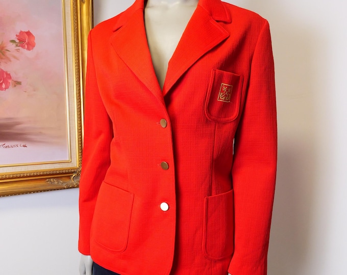 Vintage Red Nautical Blazer: Gold Anchor Embroidery, Ships Wheel