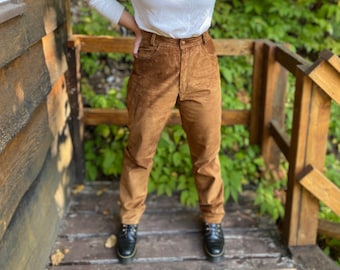 Leather Pants / Vintage Danier Brown Suede High Waist Leather Trousers / Fall Pants / Work Trousers / Womens Vintage Pants