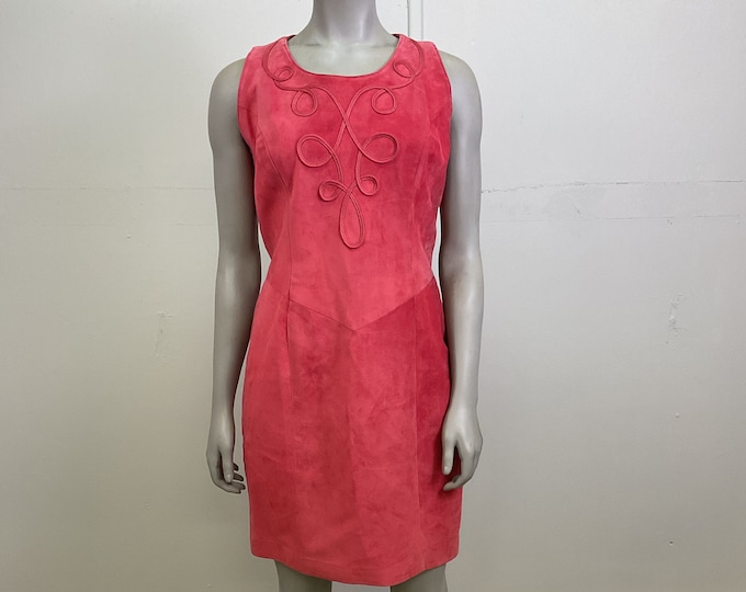 Danier Leather Dress / Danier Suede Dress Large / Womens Pink Sleeveless Dress / Fall Dress / Winter Dress / Deadstock Vintage / Canada