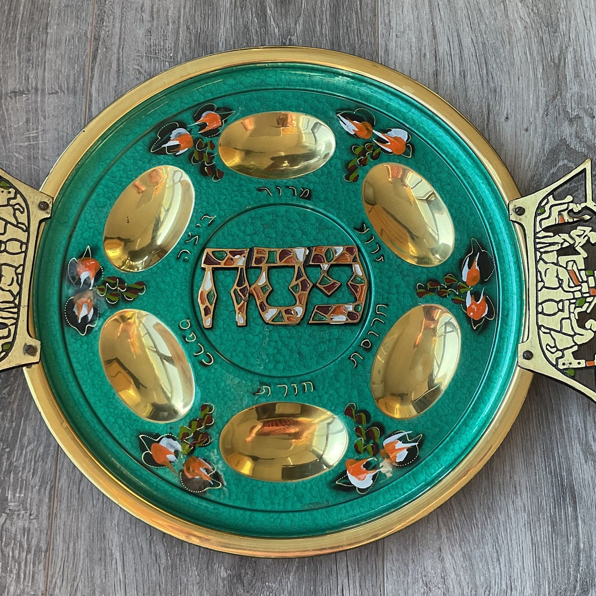 Collectible Passover Seder Plate Copper Brass Cast Engraved Traditional Judaica, Jerusalem Israel Seder Plate Copper Decorated - Etsy
