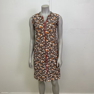 Vintage 60s Ditsy Print House Dress: Handmade Cotton Frock, Large