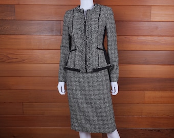 Women’s Tweed Suit / Tweed Fall And Winter Skirt Suit / Work Outfit / Work Wear / Black And White / Classic Women’s Suit / Vintage Suit