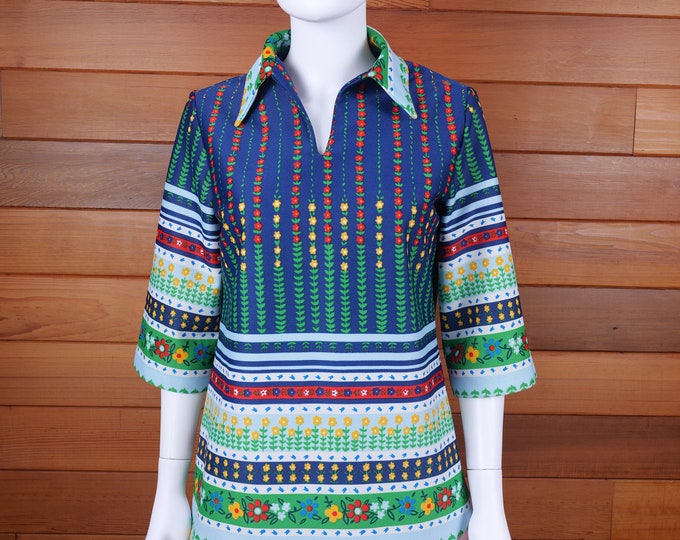 Women’s 1970’s Hippie Dagger Collar Shirt / Retro Blouse / Bohemian Hippie Festival Top / 70’s Clothing / Vintage Clothing