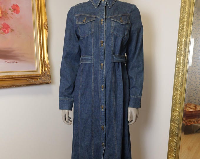 Vintage women’s long denim maxi dress / Western Jean Dress / 2000’s dress / Vintage dress / Casual Jean Dress Small