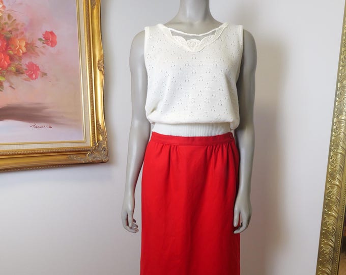 Vintage Women’s Pendleton Red Wool Skirt / 100% Wool Skirt / Midi Skirt / Vintage Clothing Classics