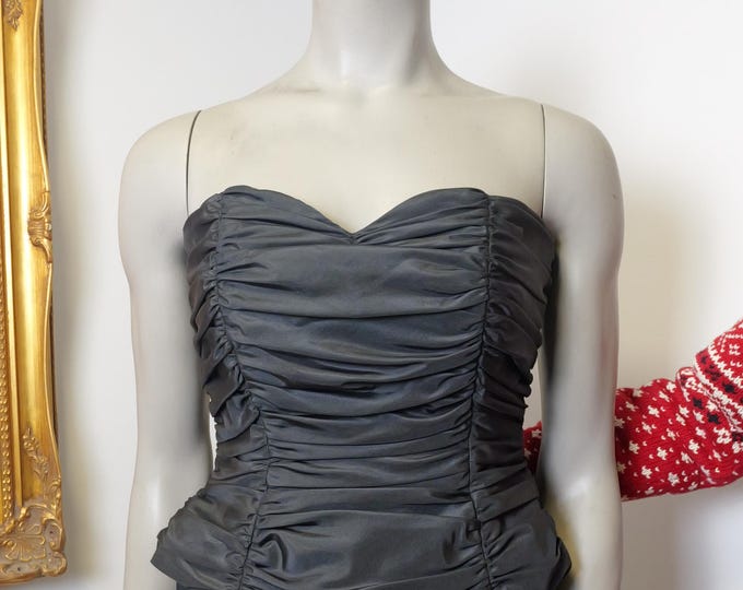 Custom made Winston Toronto Designer Black Corset Top / Event Blouse / Strapless Top / Fancy Event Top / Wedding Guest/ Boning Top Structure