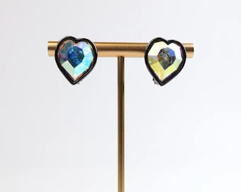 Vintage YSL 1990’s heart aurora borealis earrings