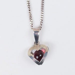 Kupittaan Kulta Silver Carnelian Heart Necklace - Finnish Mid Century