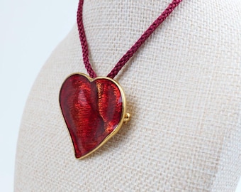 90’s Authentic YSL Runway Heart Brooch Necklace