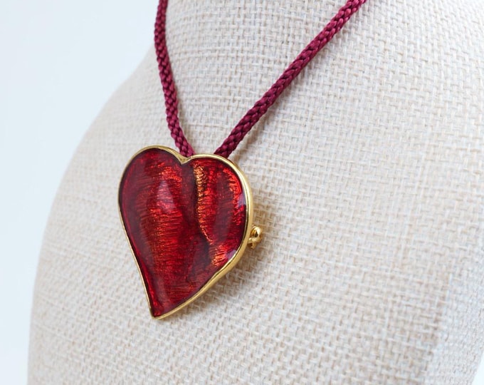 90’s Authentic YSL Runway Heart Brooch Necklace