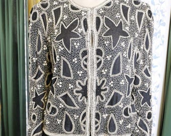 Laurence Kazar Vintage 1960s Silk Blazer, Completely Beaded