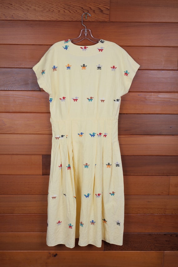 Guatemala Made Hand Loomed Yellow Dress With Embr… - image 7