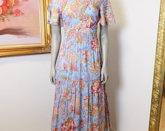 1940’s Inspired April Cornell Pin tuck blue cotton  Dress