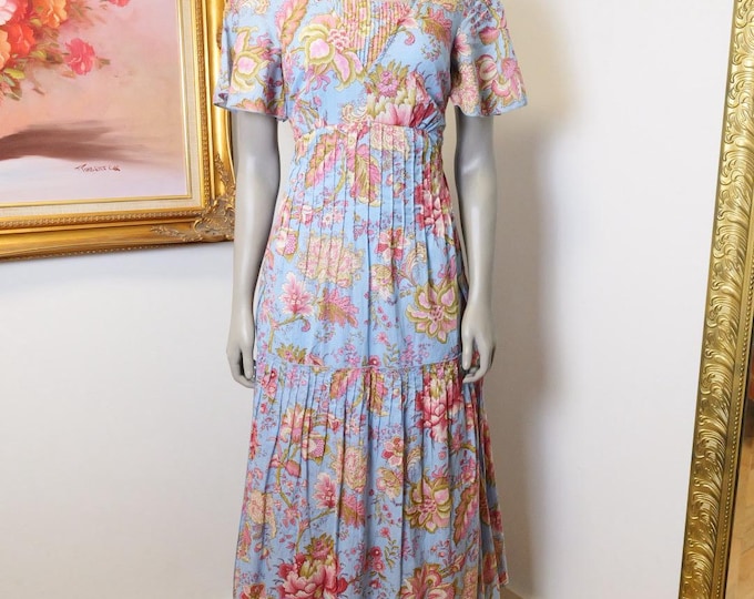 1940’s Inspired April Cornell Pin tuck blue cotton  Dress