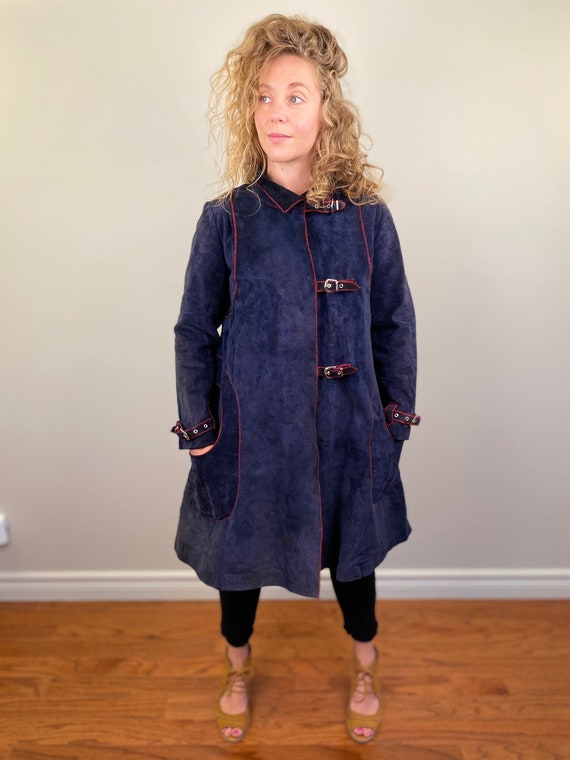 1960's Lindzon Blue Suede Coat