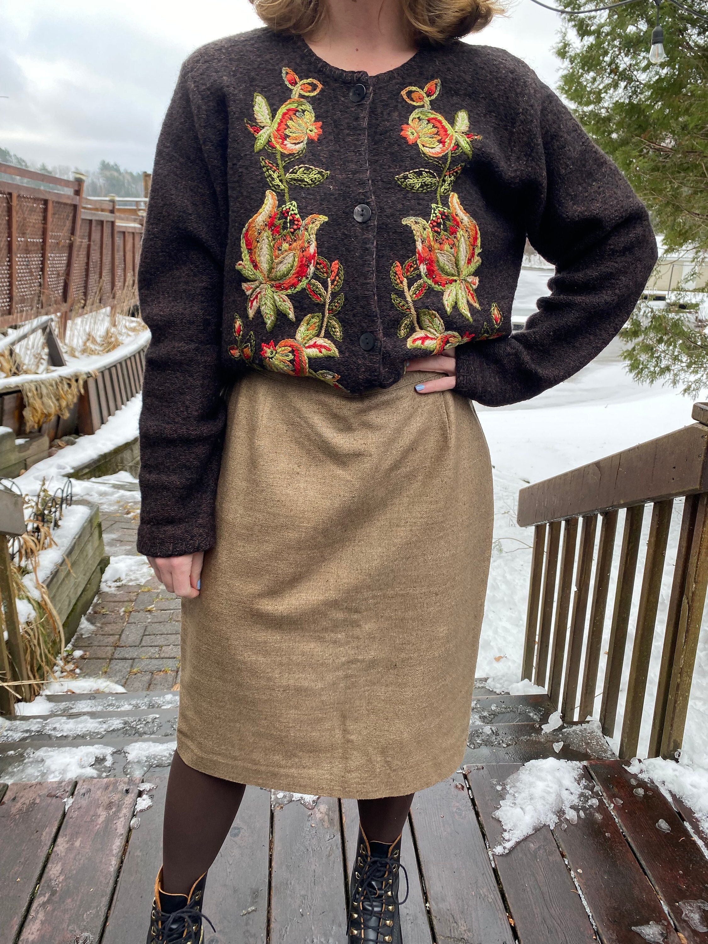 Vintage Mister Leonard Silk Pencil Skirt: Knee Length Minimalist  display picture 1