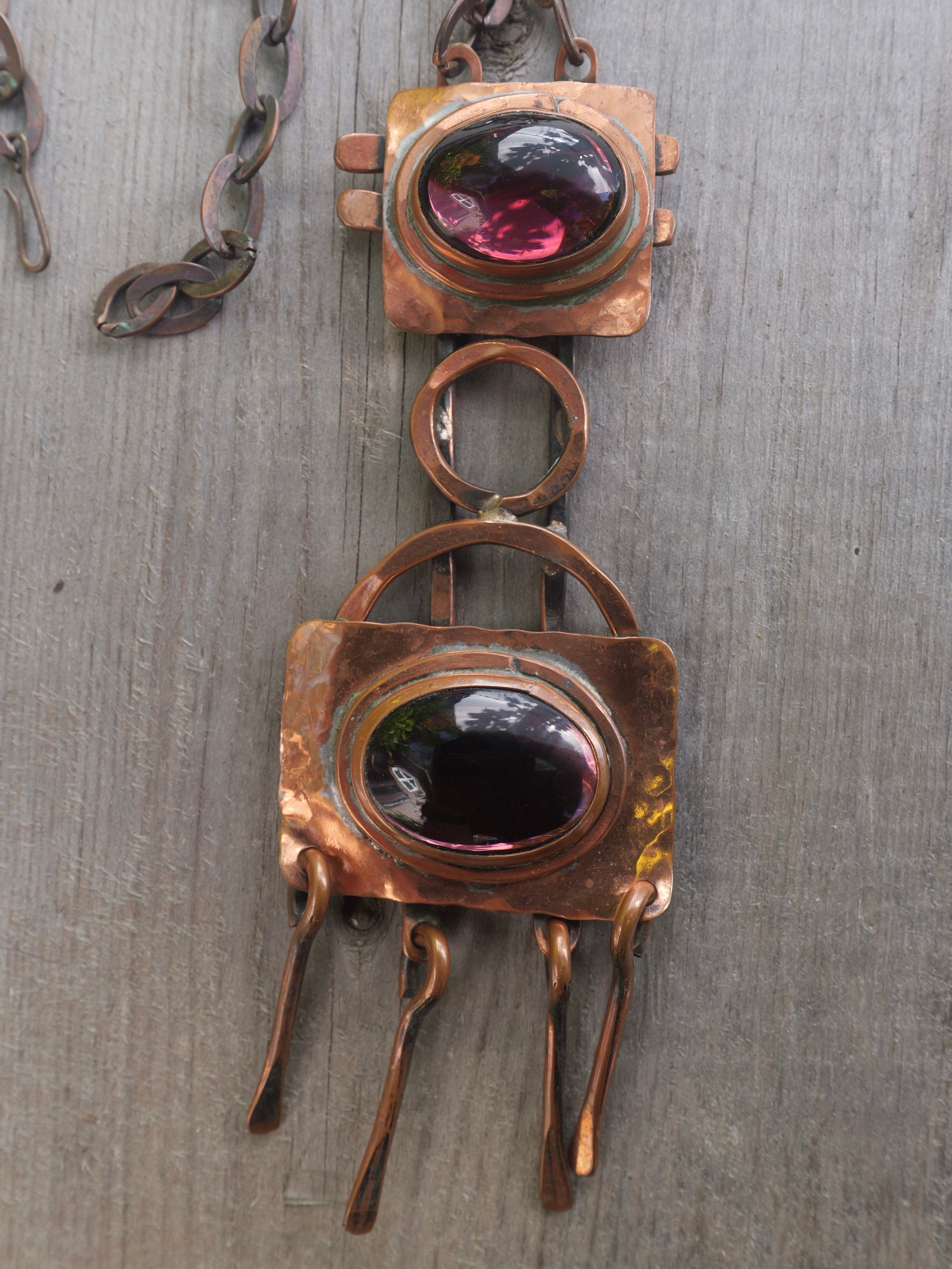 Hammered copper pendant necklace clearance