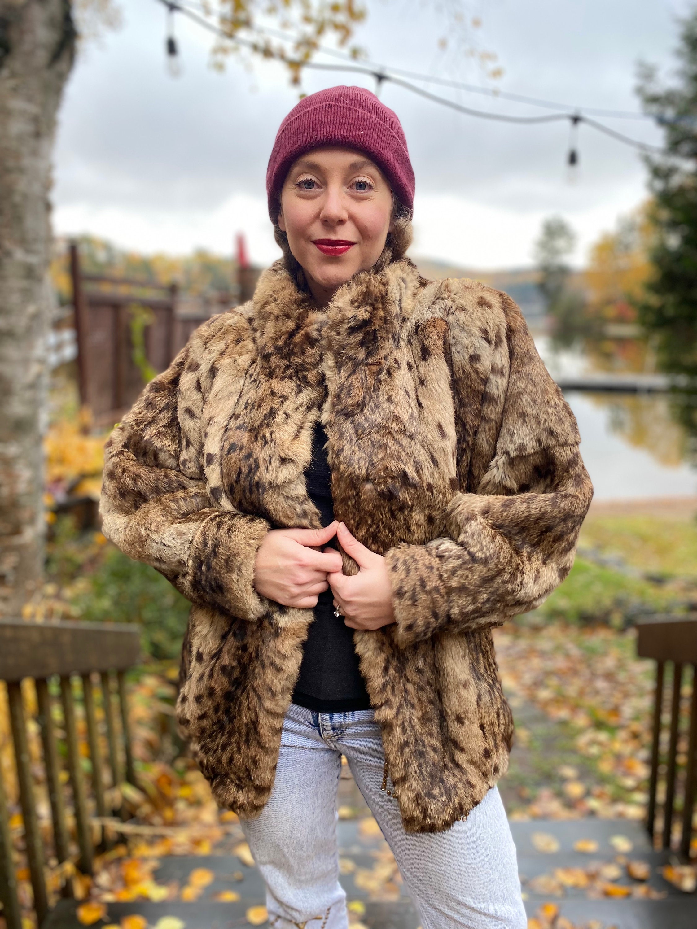 Womens leopard hotsell fur coat