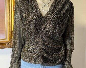 Y2K Suzy Shier Dressy Leopard Print Blouse