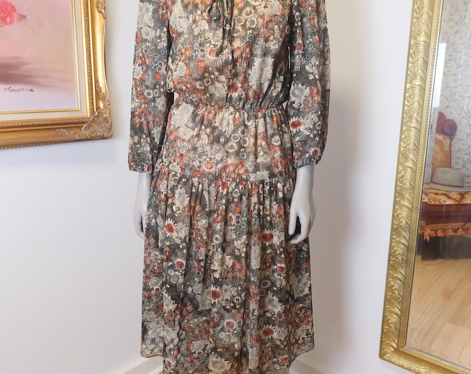 Nu Mode Toronto 70’s boho dress / Off the shoulder bohemian festival dress / Retro easy summer dress / Casual hippie midi dress