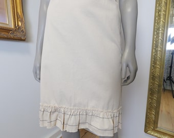 Vintage Tommy Hilfiger Cotton Skirt: Beige Ruffle Hem, Size 10