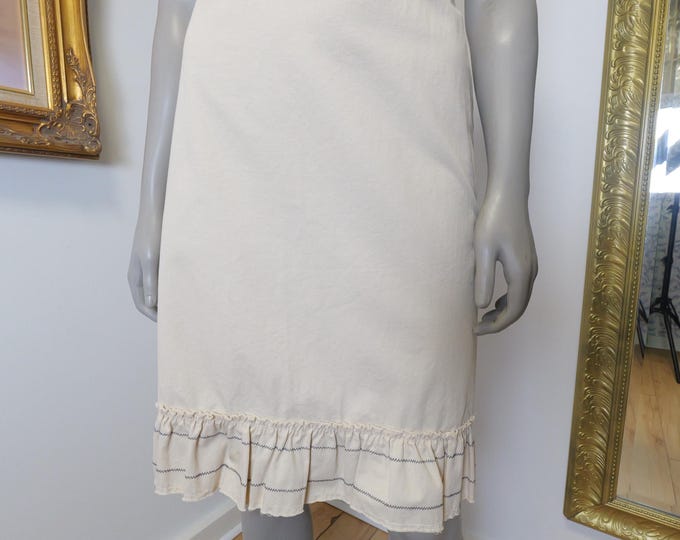 Tommy Hilfiger vintage 90’s cotton skirt large size 10 / beige casual skirt / Mini skirt with ruffle hem / knee length 2000’s skirt