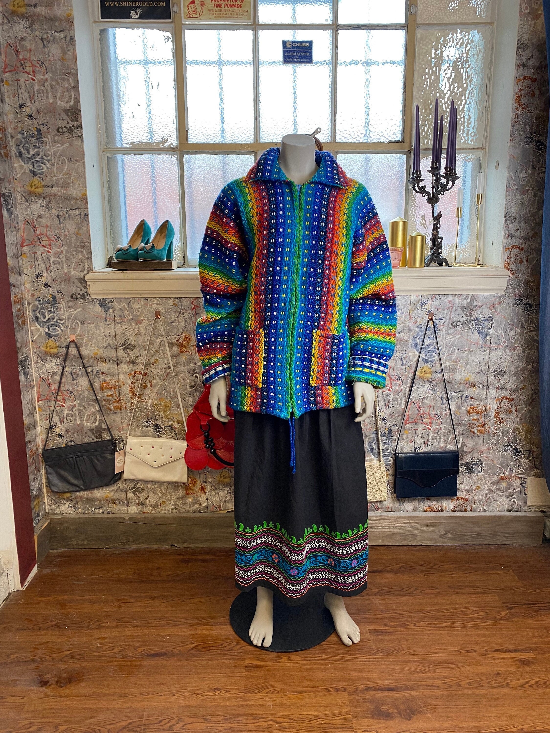 Ecuador Made Wool Sweater / Rainbow Sweater / Earth rags Ecuador Made Wool Sweater / Rainbow Sweater / Earth rags