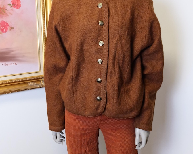 Vintage 1960s Wool Cardigan Sweater - Tally Ho Brand - Women's Large