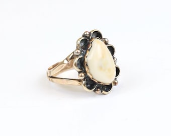 Vintage Navaho Yellow Gold Elks Tooth trophy Ring size 8