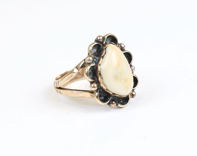 Vintage Navaho Yellow Gold Elks Tooth trophy Ring size 8