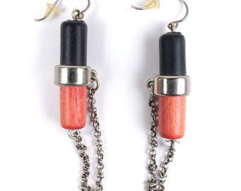 Vintage Aarikka Finland atomic geometric wooden earrings