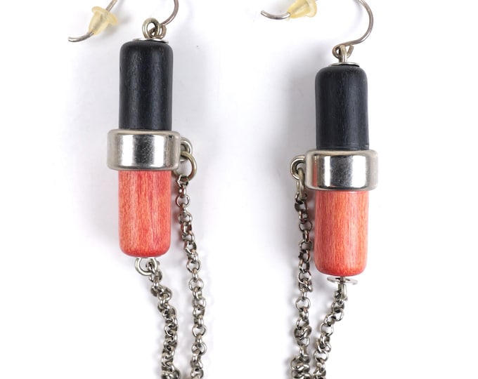 Vintage Aarikka Finland atomic geometric wooden earrings