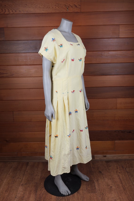 Guatemala Made Hand Loomed Yellow Dress With Embr… - image 4