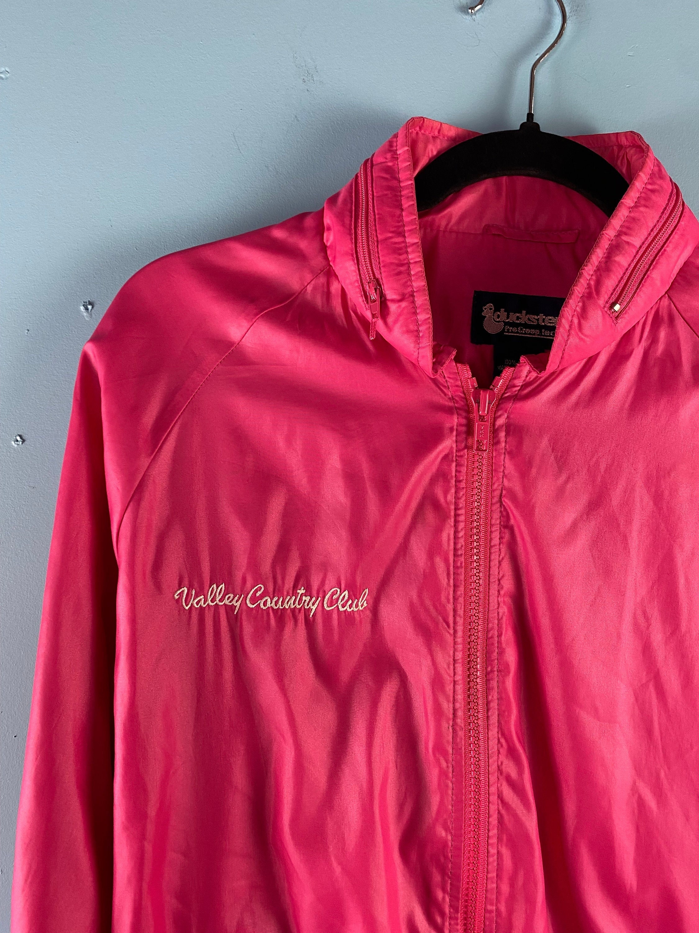 1980 s Country Club Pink Windbreaker Bright Pink Zip Up