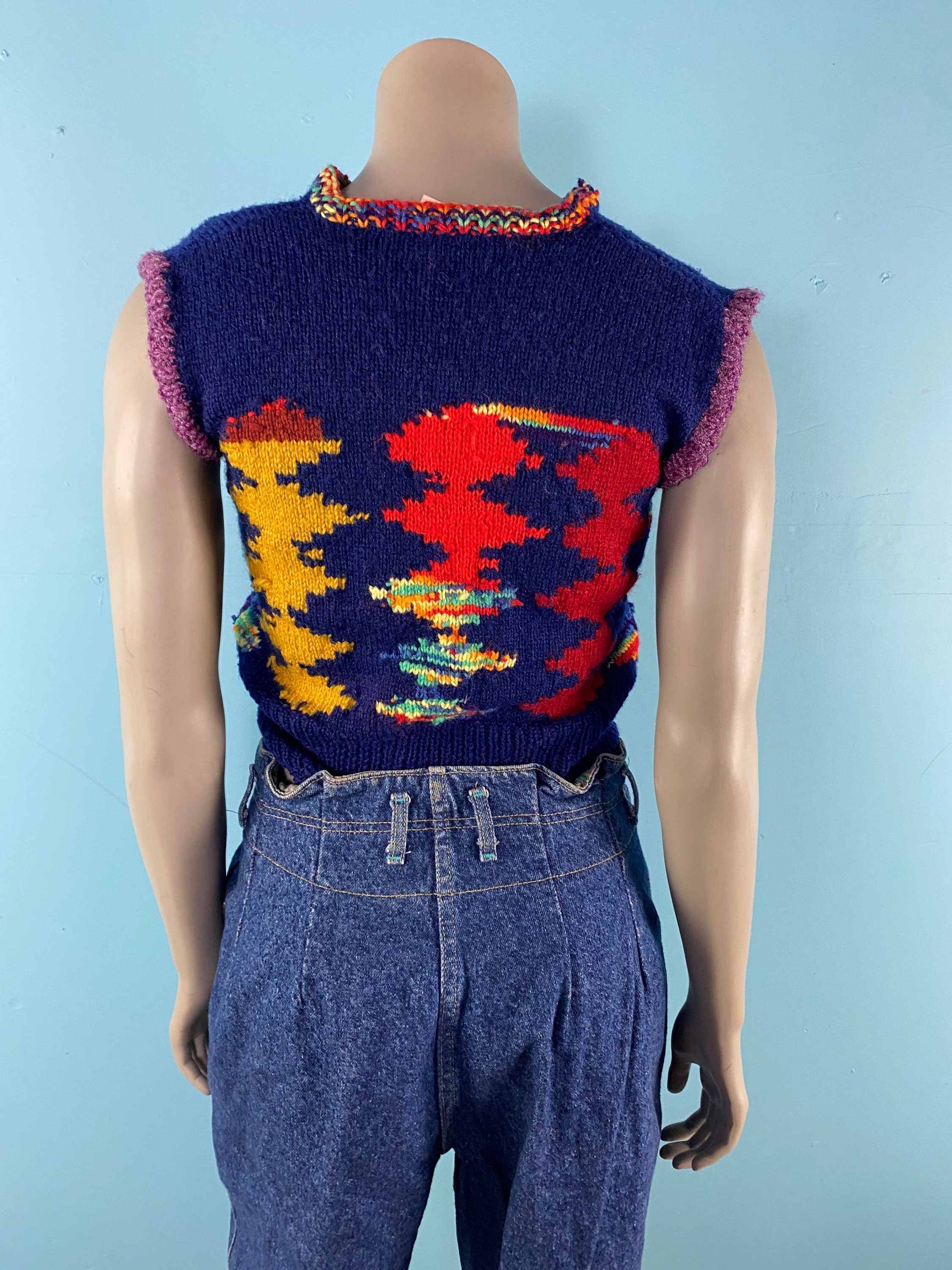 Vintage Womens Sweater Vest / Knit Pullover Vest / 1970's Vest