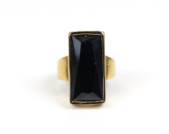 Giant vintage smoky brown and gold statement ring size 8.5