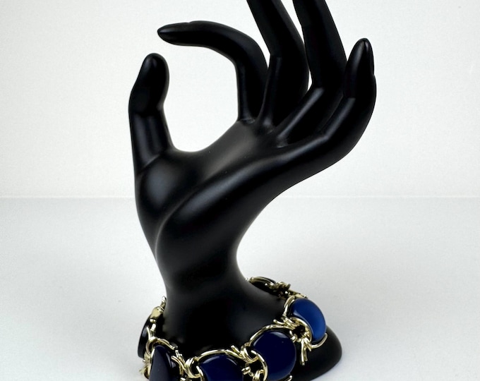Vintage Navy Blue And Gold Women’s Statement Bracelet