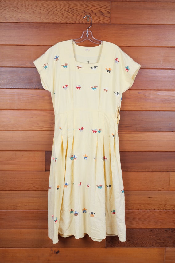 Guatemala Made Hand Loomed Yellow Dress With Embr… - image 8