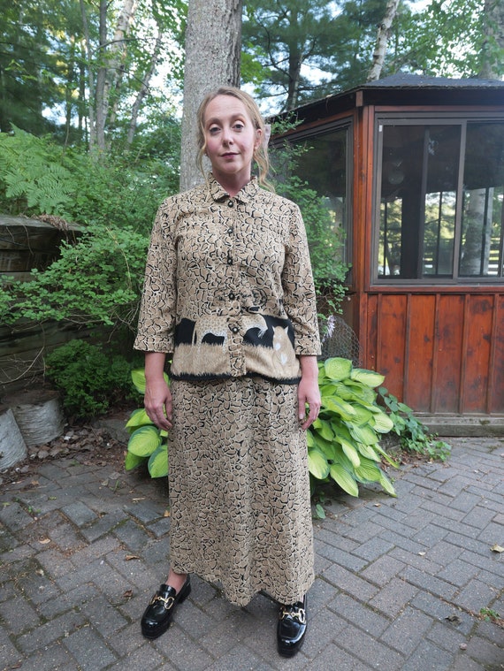 Fun Leopard Print Long Skirt and Matching Leopard Print Blouse Womens Vintage Matching Skirt Suit Vintage Matching Set Fall Outfit Etsy UK