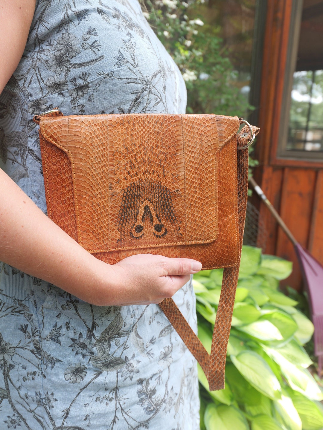 00's archive snake 蛇柄 leather hand bag 茶