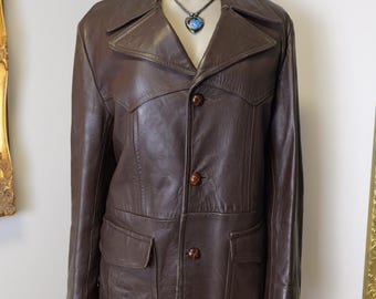 Strong And Fisher England Women’s Brown Leather Trench Coat size 6