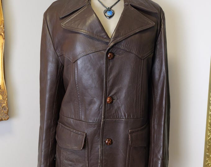 Strong And Fisher England Women’s Brown Leather Trench Coat size 6