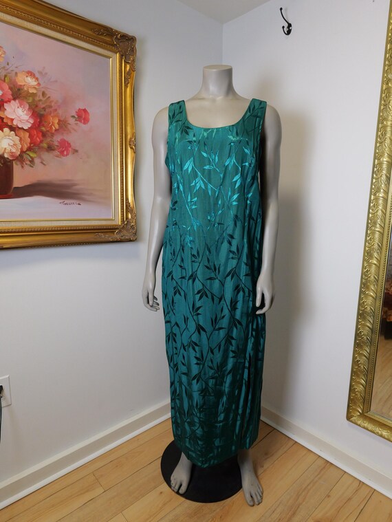 Vintage Silk Bamboo Dress, Green Party Gown (size 14) - Etsy