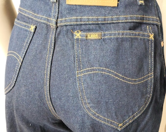Vintage Lee Dark Wash Jeans Made In The USA / 100% Cotton Vintage Dark Blue Jeans / High Rise Vintage Lee Riders / Vintage Dead stock Jeans