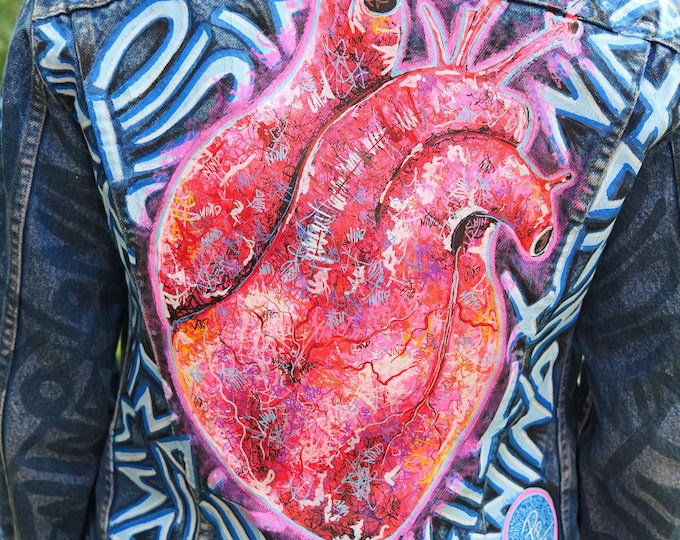 NINO Pop Art Vintage denim jacket / Pop Art Vintage Levi’s made in USA / Painted Clothing / Streetwear Vintage Jacket