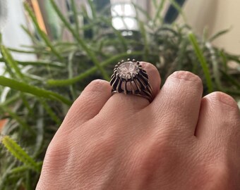 Vintage gold plated sterling silver statement ring