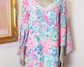 Vintage Silk Lilly Pulitzer Cocktail Dress with Angel wings size 4