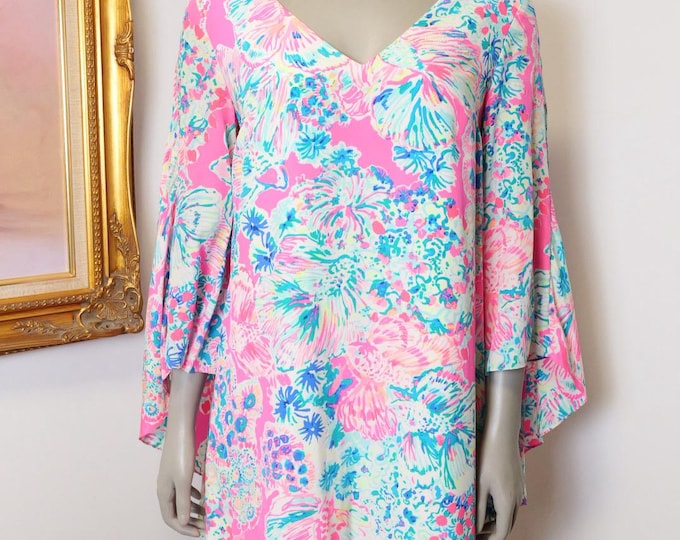 Vintage Silk Lilly Pulitzer Cocktail Dress with Angel wings size 4